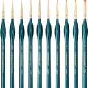 Transon 10pcs Fine Detail Miniature Art Painting Brush Set for Acrylic Watercolor Craft Rock Face Painting, Green