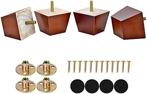 Michanco 2 inch Sofa Legs Square Furniture Feet Screw in Wood Replacement Leg Set of 4 for Ottoman Couch Armchair Recliner