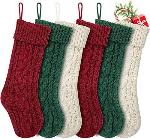 KaKaPops Christmas Stockings, 18 Inches Knit Christmas Stockings Xmas Hanging Stockings for Family Christmas Decorations