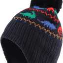Zsedrut Toddler Baby Beanie Boys Girls Warm Hat Winter Kids Beanies with Fleece Lining (4-8 Years, Dinosaur Style-Navy Hat)