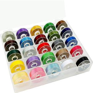 New brothread 25pcs Type L (SA155) Size Assorted Colors Prewound Bobbin Thread Plastic Side for Commercial & Home Embroidery and Sewing Machines - 60 Weight