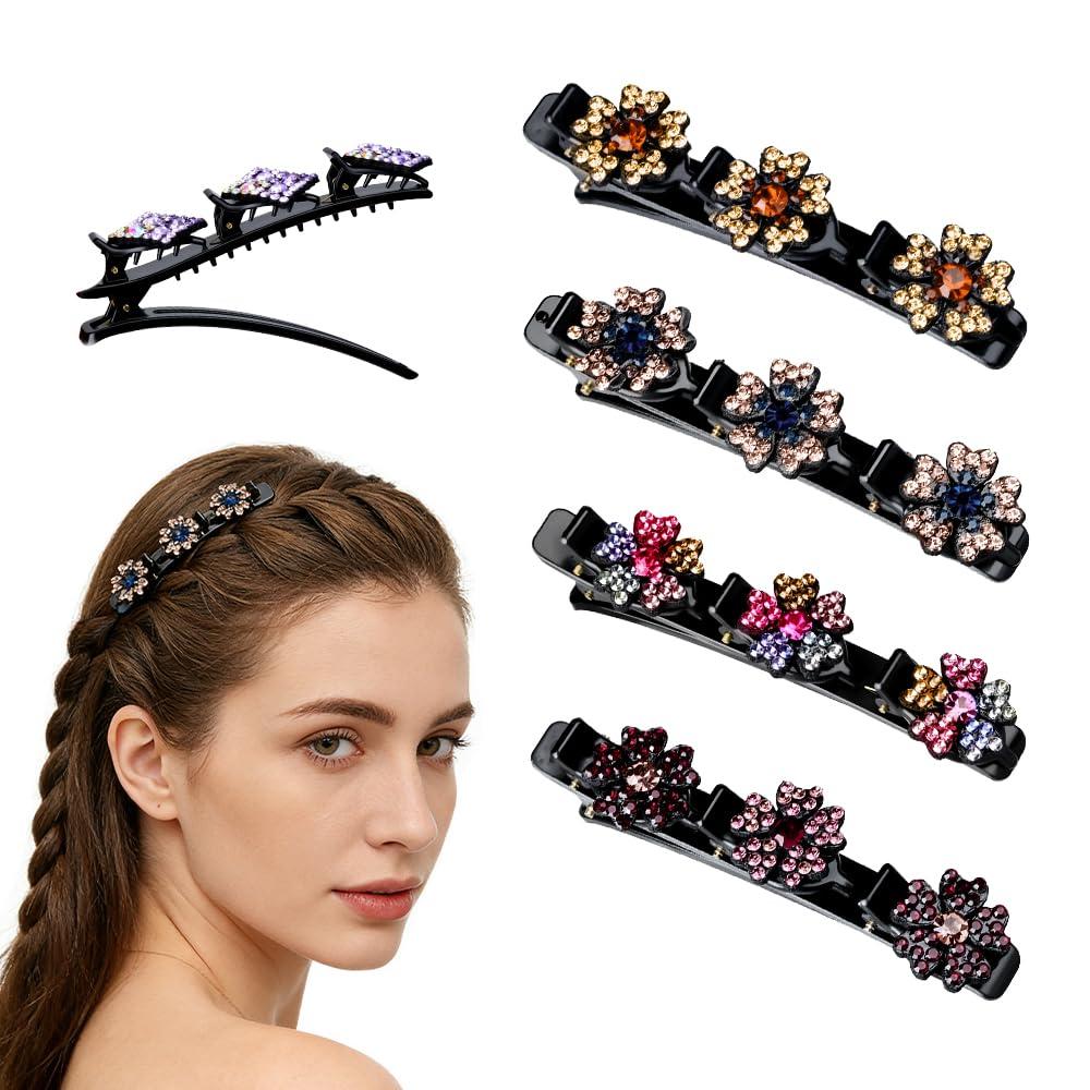 Sparkling Crystal Stone Braided Hair Clips, 2026 New Rhinestone Hair Clips Hair Braid Clips, Girls/Women Hair Accessories for Styling Sectioning (1#)