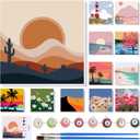 Nezyo 12 Sets Paint by Numbers Kit with Frame for Adult Beginners, Paint by Number DIY Acrylic Painting Canvas for Painting Party, Classroom Activity Birthday Gift, 8 x 8 Inch