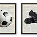 Poster Master 2-Piece Sports Poster - Soccer Print - Soccer Ball Illustration - Game Art - Soccer Cleats Graphic - Dictionary Visual - Great Gym or Office Wall Decor - 8x10 UNFRAMED Wall Decor