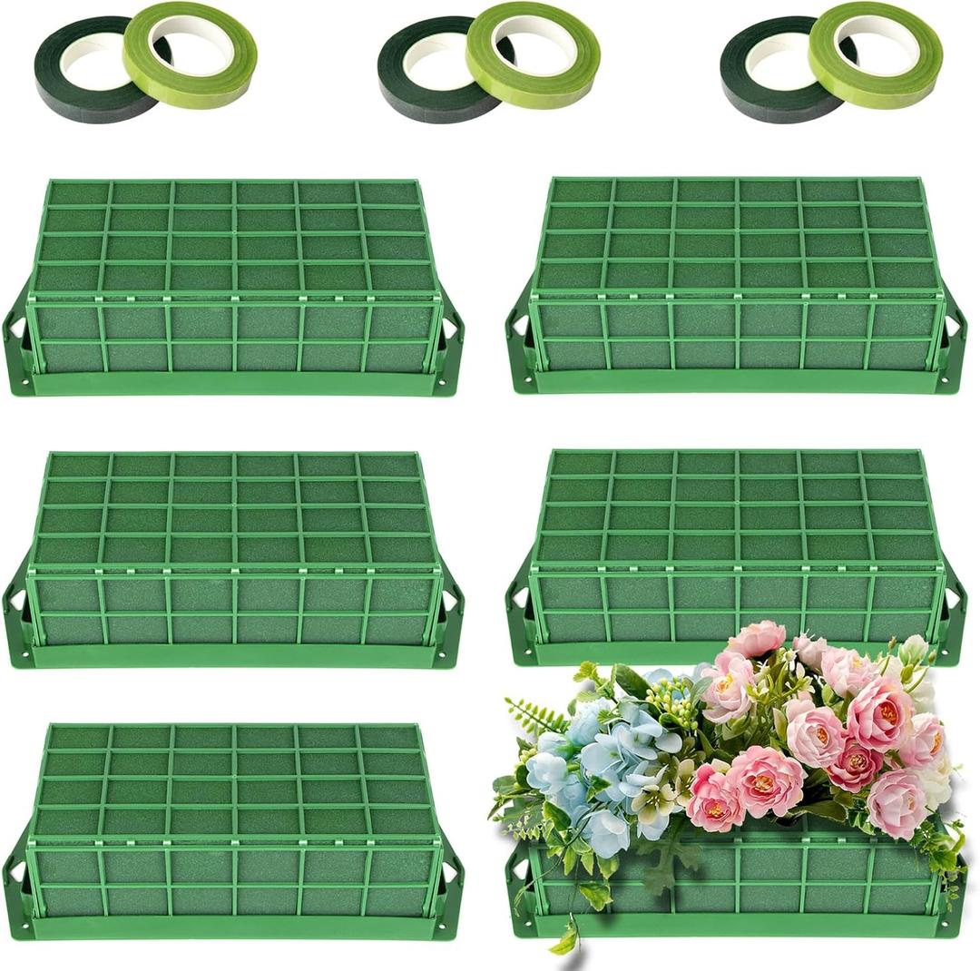 Floral Foam Cage, 6 Pack Foam Cage Blocks for Fresh Flower, Green Dry Flower Cage Holders for Artificial Flower Arrangement, Wedding Holiday, Interior and Garden Decorations