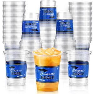 Blue and White Graduation Cups 2026, 48 Pack 16 oz Class of 2026 Plastic Cups, Disposable Grad Party Drinkware for High School College Celebrations