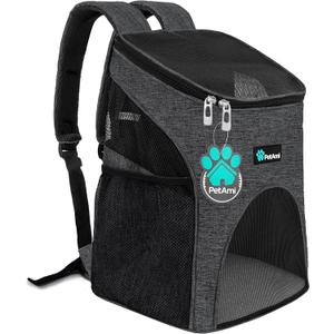 PetAmi Small Dogs and Cat Backpack Carrier, Airline Approved Pet Backpack Carrier, Ventilated, Safety Strap, Buckle Support Designed for Hiking Travel Camping Outdoor, Max 18 lbs (Dark Gray) (Heather Charcoal)