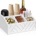 Wood Coffee Station Accessories - Coffee Bar Decor Organizer, Pod Syrup Holder, Condiment Organizer for Countertop (White)