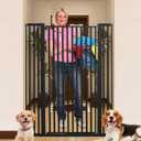 SHYUJAJIE 55 Inch Extra Tall Pet Gate for Cats,29.92"-43" Adjustable Wide Dog Gates,Pressure Mounted Walk Through Tall Pets Gate for Doorways,Hallway,Stairs(Black)