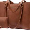 LOVEVOOK Laptop Bag for Women - Waterproof Work Bag for Women & Vintage Laptop Tote Purse with Wristlet (15.6 inch, Brown)