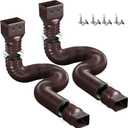 2 Pack Rain Gutter Downspout Extensions,Drain Downspout Extender Diverter, Flexible Downspout Extensions Can Extendable from 21 to 60 Inches (Brown)