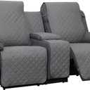 PureFit Water Resistant Reversible Loveseat Recliner Couch Cover for Double with Console – Non Slip Split Sofa Cover, Washable Reclining Cover for 2 Seat Recliner (2 Seat, Gray/Light Gray)