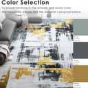 VKLIVING 5'x7' Area Rug Abstract Machine Washable Rug, Non-Slip Modern Woven Boho Soft Carpet Washable Rugs for Living Room, Bedroom, Kitchen, Dining, Office & Home Dcor (Gold Brushstroke)