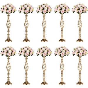 Versatile Metal Flower Arrangement, Candle Holder Stand Set for Wedding Party Dinner Centerpiece Event Restaurant Hotel Decoration (Twist Style, 10 x L)