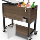 Permasteel 80 Quart Party Cooler, Rolling Ice Chest with Wheels and Handles for Indoor Outdoor Patio (Brown)