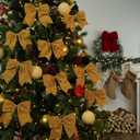 18Pcs Vintage Velvet Christmas Bow Decor - 6 Inch Cozy Rustic Ribbon Bow Ornaments for Christmas Tree, Wreaths, Garland, Gift Wrapping, DIY Crafts & Xmas Home Decoration (Khaki)