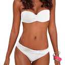 xxxiticat Women's Sexy Strapless Bikini Sets Bandeau Twist Front Padded Gradient Colorful Two Piece Bathing Suit Swimsuit(WH,2XL) (White, XXL)