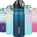 BJPKPK 18oz Insulated Water Bottle with Straw Stainless Steel Double Wall Water Bottles BPA Free Leak Proof Thermal Flask with Lockable Flip Lid and Soft Silicone Spout,Indigo Black