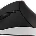 CHUYI Left-Handed Mouse, Ergonomic Vertical Rechargeable Wireless Mouse, 6 Buttons, Optical and Portable Wireless Office Mice with USB Receiver for PC Computer Laptop (Black & White)