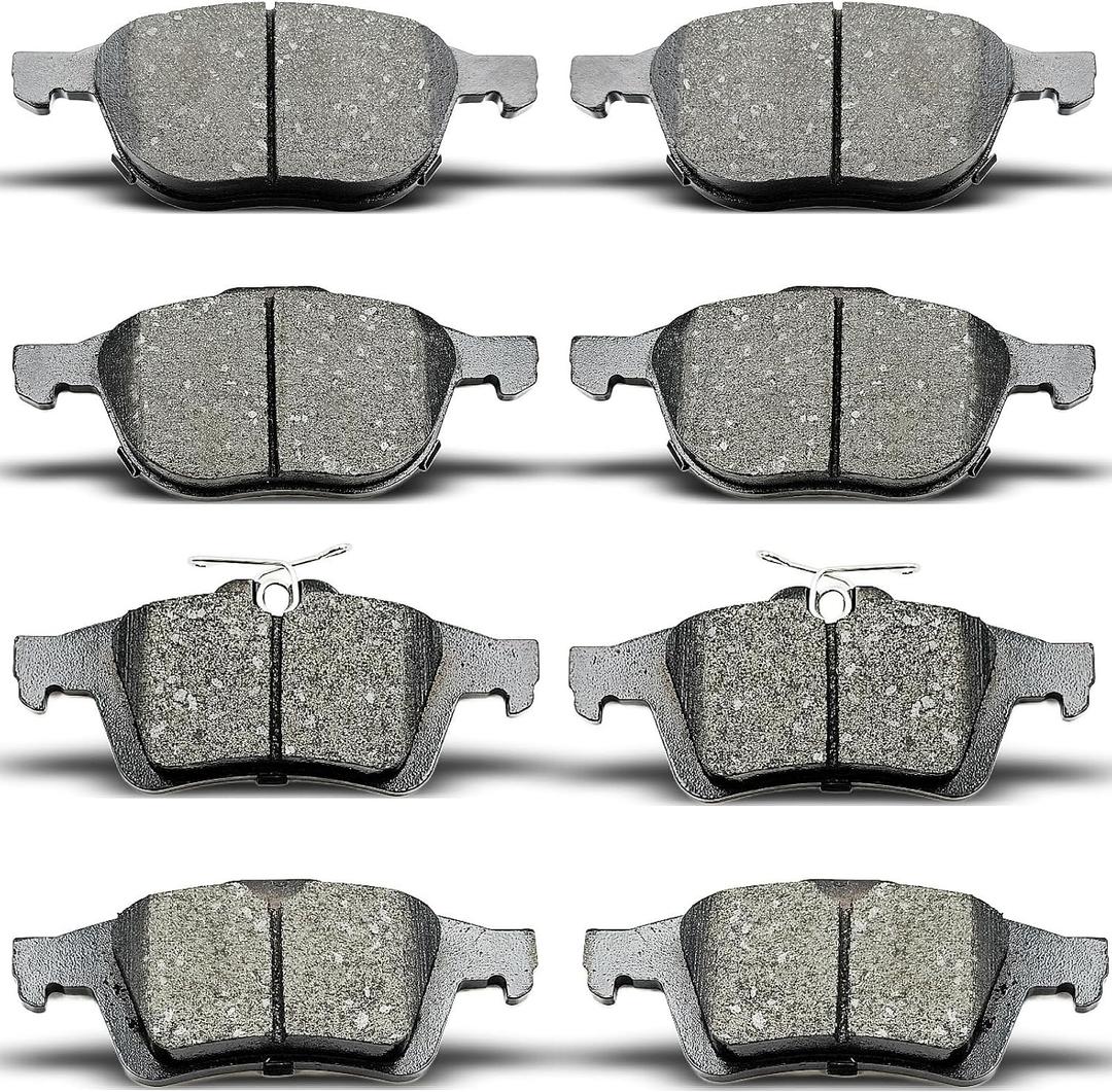 D1044 D1095 8pcs Front Rear Ceramic Brake Pads Sets Fit For Ford For Escape/For Focus/For Transit Connect,For Mazda 3/For 3 Sport/For 5,For Volvo C30/For C70/For S40/For V50