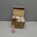 Bucherry 6 Pcs Christmas Ceramics Velvet Trees Set Christmas Table Decorations 3 Sizes Velvet Xmas Tree for Winter Holiday Table Centerpiece Decorations Mantel Decor Xmas Gifts(Pink)