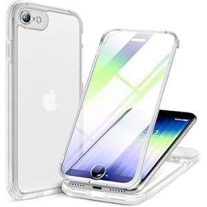 Miracase for iPhone SE Phone Case 3rd/2nd Generation 2022 2020 Full-Body with Built-in Glass Screen Protector, Heavy Duty 360 Protective Shockproof Bumper Cover for iPhone 8/SE 4.7 Inch, Black