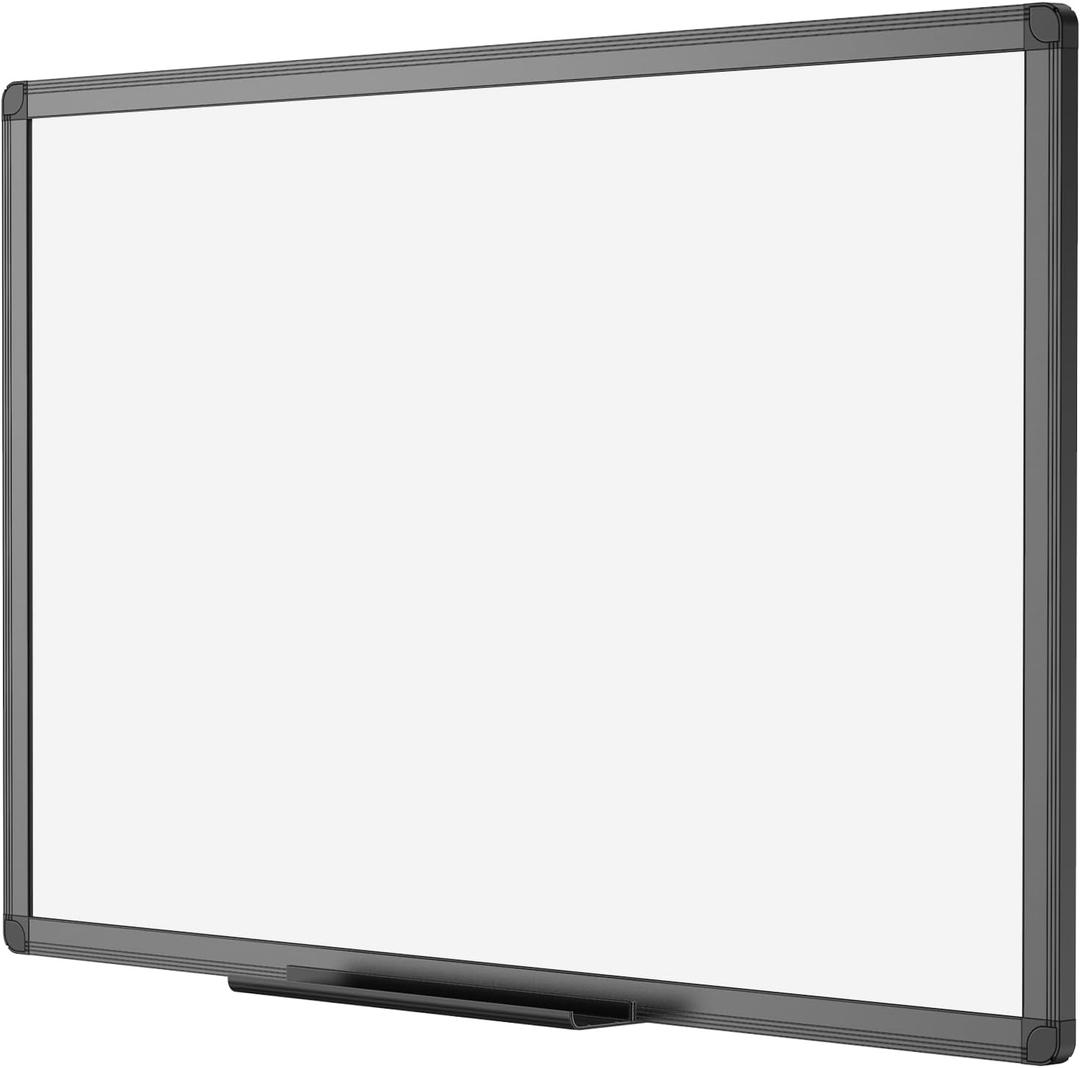 VIZ-PRO Magnetic Dry Erase White Board, 48 X 36 Inches, Black Aluminium Frame