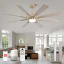 72 Inch Smart Ceiling Fan with Light and Remote, White Ceiling Fan with Quiet Reversible DC Motor, Compatible with Alexa/Google, 3CCT Dimmable Large Indoor/Outdoor Ceiling Fans for Patio Garage