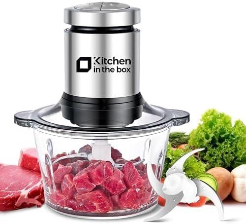 Kitchen in the box Food Processors, 400W Powerful Small Meat Grinder & Food Chopper Electric Vegetable Chopper with One 8-Cups Bowl & S Blades for Meat/fish/Vegetable/Baby Food