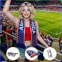Soccer Fan Gear Set for 2026 World Tournament, Soccer Party Favors Kit with Flag,Scarf, Face Paint, Clapper, Horn&Glasses,Supporter Accessories for Game Day, Sports Event, Gift
