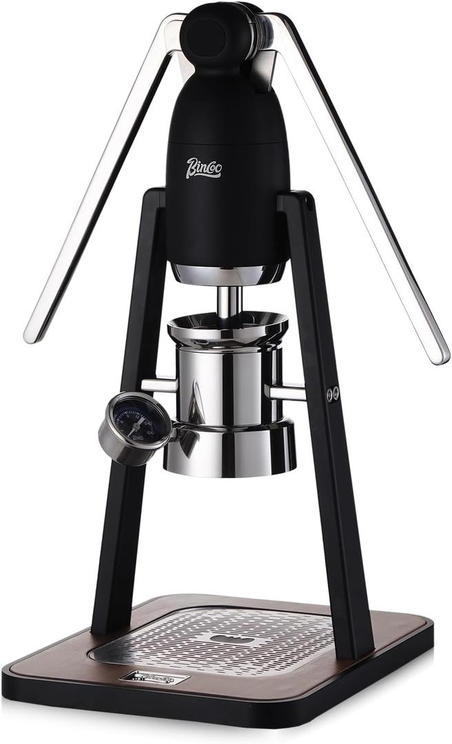 Manual Espresso Maker Set - Hand Press Espresso Machine – 12Bar Pressure Profiling, Dual-Lever Manual Coffee Maker with Pre-Infusion, Portable for Custom Espresso Shots, Stainless Steel (Black)