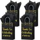 TaoBary 24 Pcs Wedding Gift Bag Bulk Wedding Welcome Bags Thanks You Bridal Shower Gift for Weddings Guests Hotel Welcome Party Favors with Tissue Paper(Black)