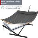55in Hammock with Stand, Heavy Duty Hammock with Stand Included, Two Person Hammock with Curved Spreader Bar, Pillow and Portable Bag, 450 Lbs Capacity, Dark Gray