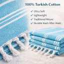 Clotho Turkish Beach Towel Set of 4 100% Turkish Cotton, Oversized & Quick Dry Sand Free Lightweight Travel & Pool Towels with Chair Bands Giftable Clear Carry Case Made in Trkiye
