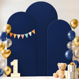 FUHSY Wedding Arch Cover Set of 3 Navy Spandex Arch Backdrop Cover 7.2FT 6.6FT 6FT Chiara Backdrop Covers for Arch Stands Balloon Arch Covers for Wedding Birthday Party Gender Reveal Decoration
