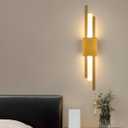 Modern Golden LED Wall Sconce, Geometric Metal and Acrylic Vertical Wall Lamp, Minimalist LED Light for Bedroom, Living Room, Hallway – 8 W, 48 cm, 3 Light Shades (Gold-Left)