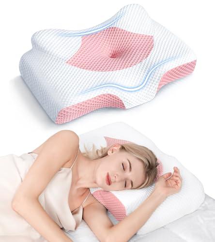Osteo Cervical Pillow for Neck Pain Relief, Hollow Design Odorless Memory Foam Pillows with Cooling Case, Adjustable Orthopedic Bed Pillow for Sleeping, Support for Side Back Sleepers