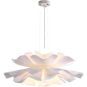 LIGHTLAND 2-Lights Acrylic Flower Pendant Light, Modern Minimalist Creative Hanging Light with Adjust Hanging Line, Pendant Lamp Chandelier for Living Room, Dining Room, Bedroom (19.7 Inch) (19.7 Inch)