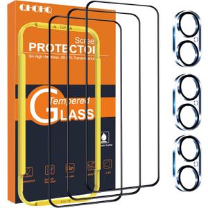 QHOHQ for iPhone 16 Screen Protector with Camera Lens Protector, [Military Grade Shatterproof], Top 9H+ Tempered Glass, Full Edge Coverage, Ultra Durable, with Easy Installation Tool [3+3 Pack]