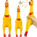 2Pcs Large Screaming Rubber Chickens,15 Inch 12 Inch Yellow Squawking Squeaky Chicken Toy for Novelty Gag Gift,Prank Noise Maker,Adults,Dog