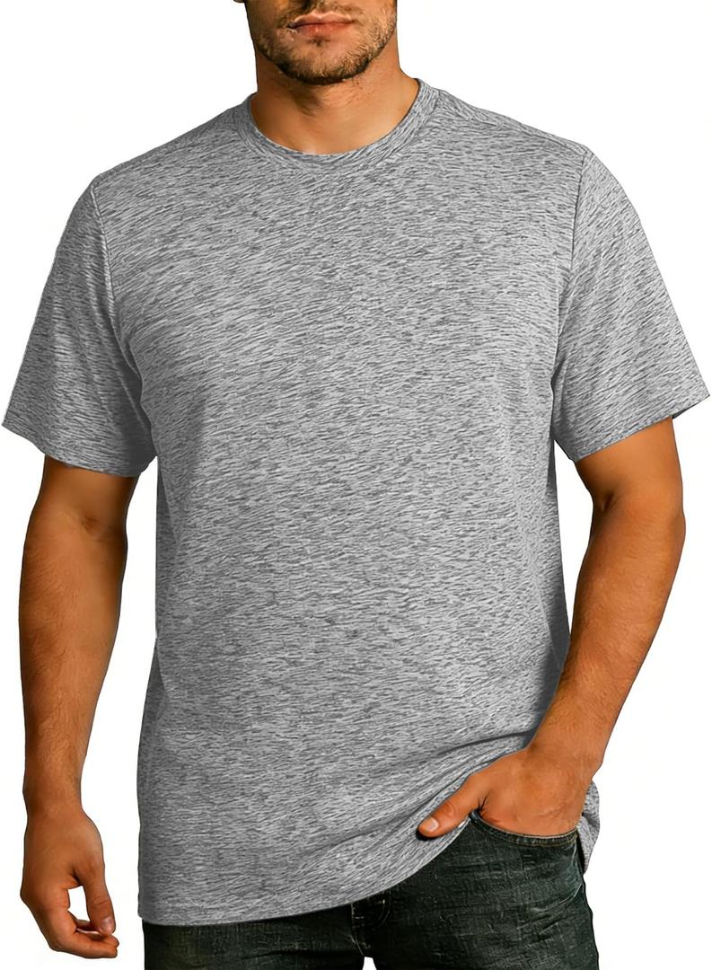 Men's Athletic T Shirts Crew Neck Breathable Quick-Dry Short Sleeve Workout T Shirt for Gym Running Fitness 1&2&5 Pack (M)