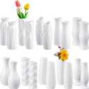 Thyle 20 Pcs Plastic Vase for Flowers White Bud Plastic Vase Ceramic Look Plastic Vases for Centerpieces Unbreakable Flower Vases Centerpieces for Home Office Table Living Room Decor