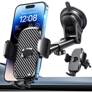 Car Phone Holder[Military-Grade 360Suction Cup]Phone Holders for Your Car Universal Accessories Air Vent Dashboard Windshield Phone Mount Automotive Cradles Fit for Dash Mounting Kits iPhone