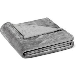 Amazon Basics Soft Fleece Throw Blanket, Ultra-Soft Flannel Fleece Microfiber, Lightweight Warm Cozy for Couch Sofa Bedroom, Fade-Resistant, 50 x 60 Inches, Gray (Dark Grey)