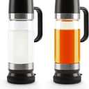 Aelga Coffee Syrup Dispenser, Honey Dispenser, 12 OZ Glass Syrup Bottles with Handle, No Drip Pouring, Coffee Bar Accessories for Coffee and Tea, Black 2 Pack