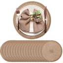 Gandeer 24 Pcs 13 Inch Round Burlap Placemat Boho Jute Woven Charger Bulk Rustic Vintage Natural Brown Heat Resistant Dining Table Mat for Wedding Farmhouse Craft Home Kitchen Summer Party Decoration