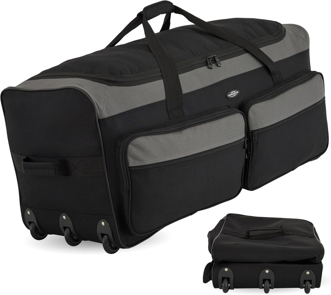 Travelers Club 36" Asgard 3-Wheel Rolling Duffel Bag (Black)