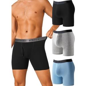 FINETOO Mens Underwear Boxer Briefs Soft Breathable Cotton Wide Waistband Men Underwear 3 Pc/2 Pack