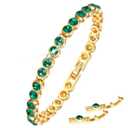 Emerald Green Tennis Bracelet for Women, OUXi Turquoise 18K Gold Christmas Valentines Day Gift for Girls, Plated Adjustable Tennis Bracelet with Evening Gown or Diamond Dress
