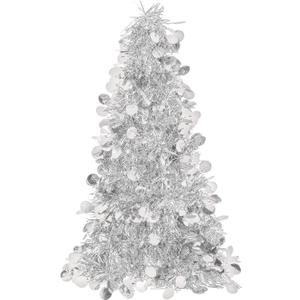 Small Silver Tinsel Tree Centerpiece - 10", 1 Piece - Perfect Tabletop Accent for Parties and Events